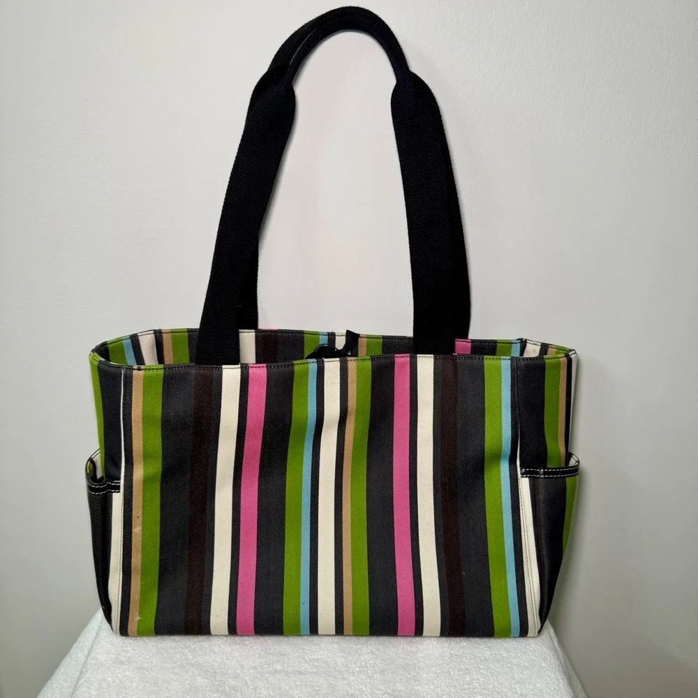 Kate Spade‎ Multi Purpose Rectangular Large Canvas Striped Diaper Bag/Tote